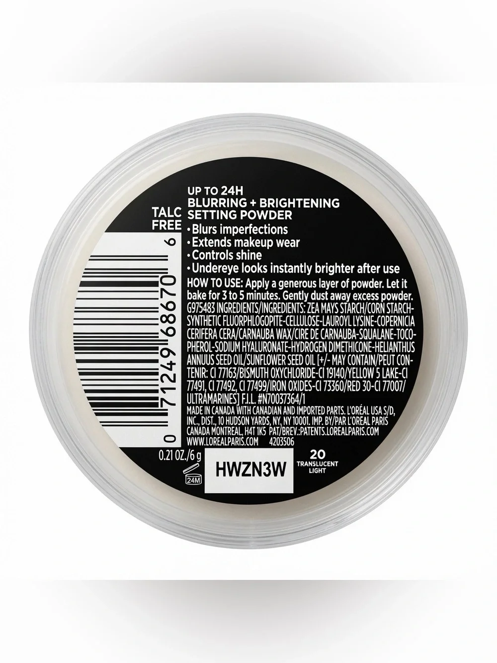 L’Oréal Infallible Blur-Fection Loose Setting Powder Translucent Light 0.21 oz